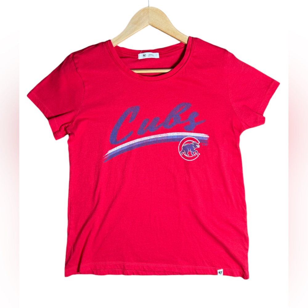 MLB CHICAGO CUBS WOMENS '47 Red‎ Vintage Style Graphic T-Shirt Crewneck cotton S